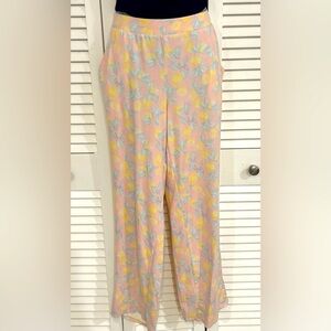 Pink and Yellow Lemon Patterned Pajama Pants-
Small by Jessica Simpson